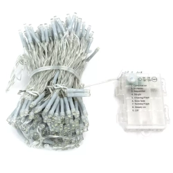 Lampki choinkowe sznur LED na 3 baterie AA, 100LED 10m Ciepłe